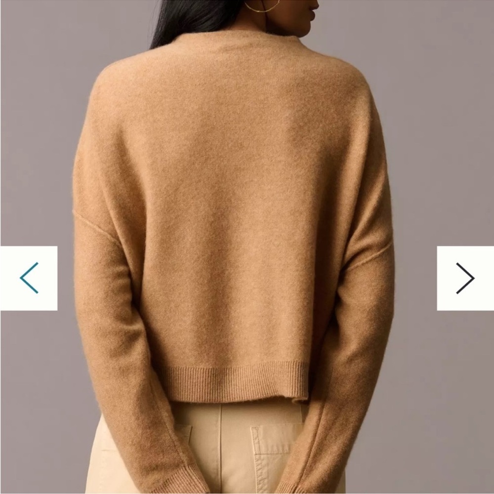 Anthropologie Pilcro 100% Cashmere Funnel Mock Neck Sweater Camel Tan Size 1X - Picture 3 of 11